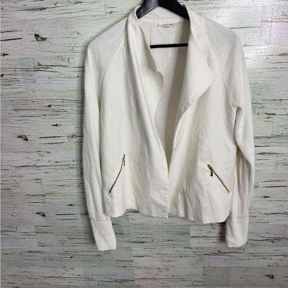 Calvin Klein Jackets & Blazers - Calvin Klein White Women's Blazer jacket with Zippered Pockets size medium